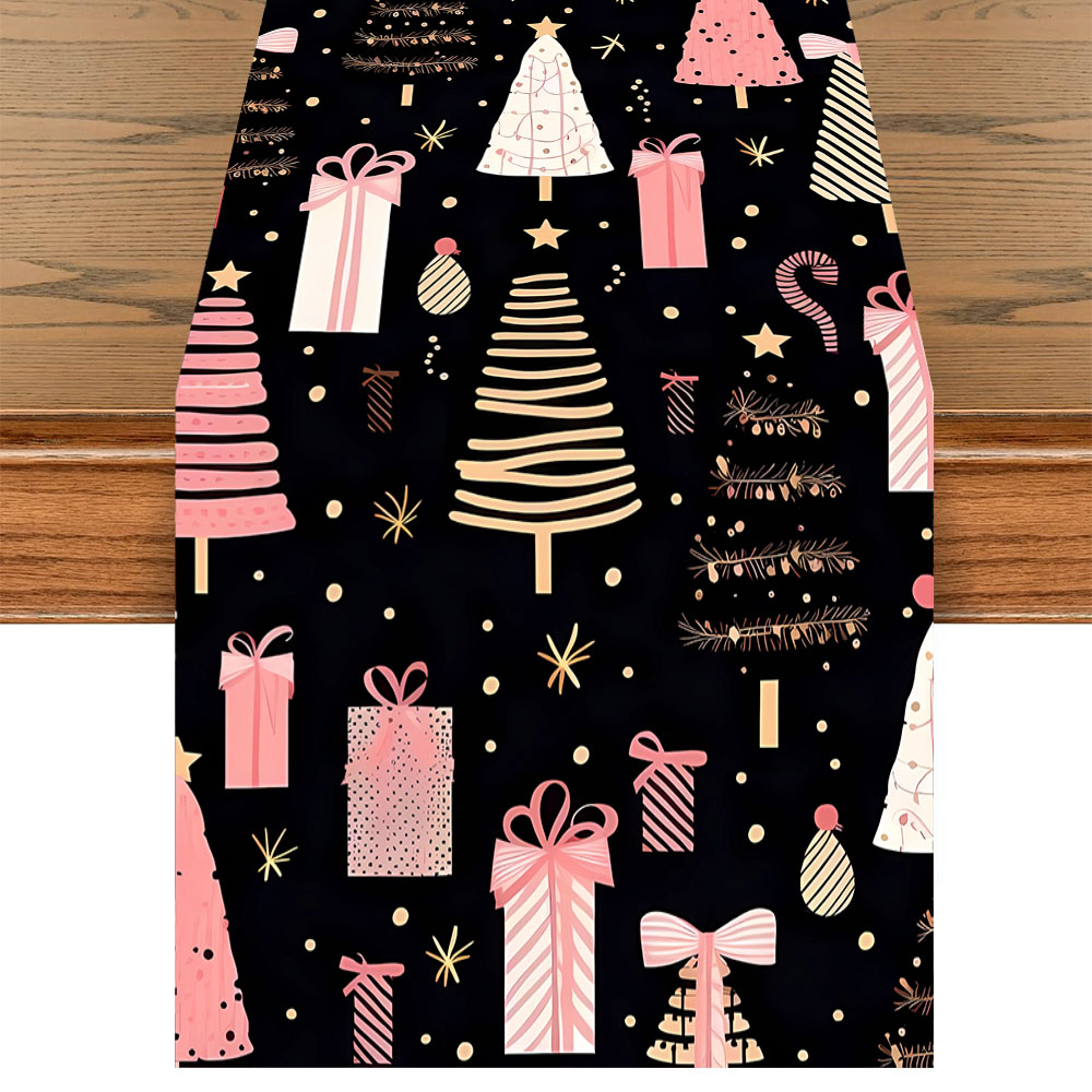 Christmas Table Runner - Christmas Table Runner Pink Xmas Tree