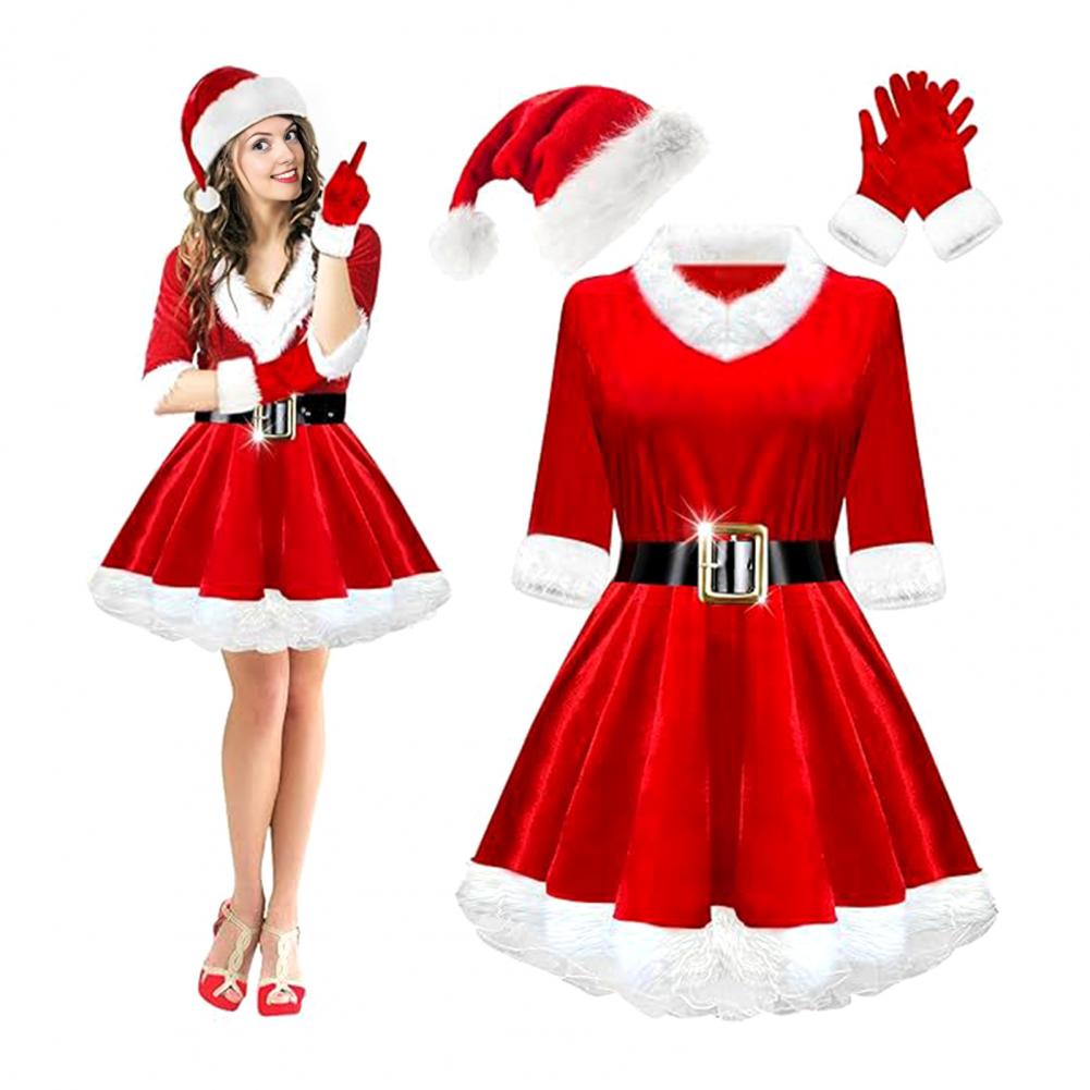 4 Pcs Mrs. Claus Costume Set W - Elf Costume Christmas 评论和价格