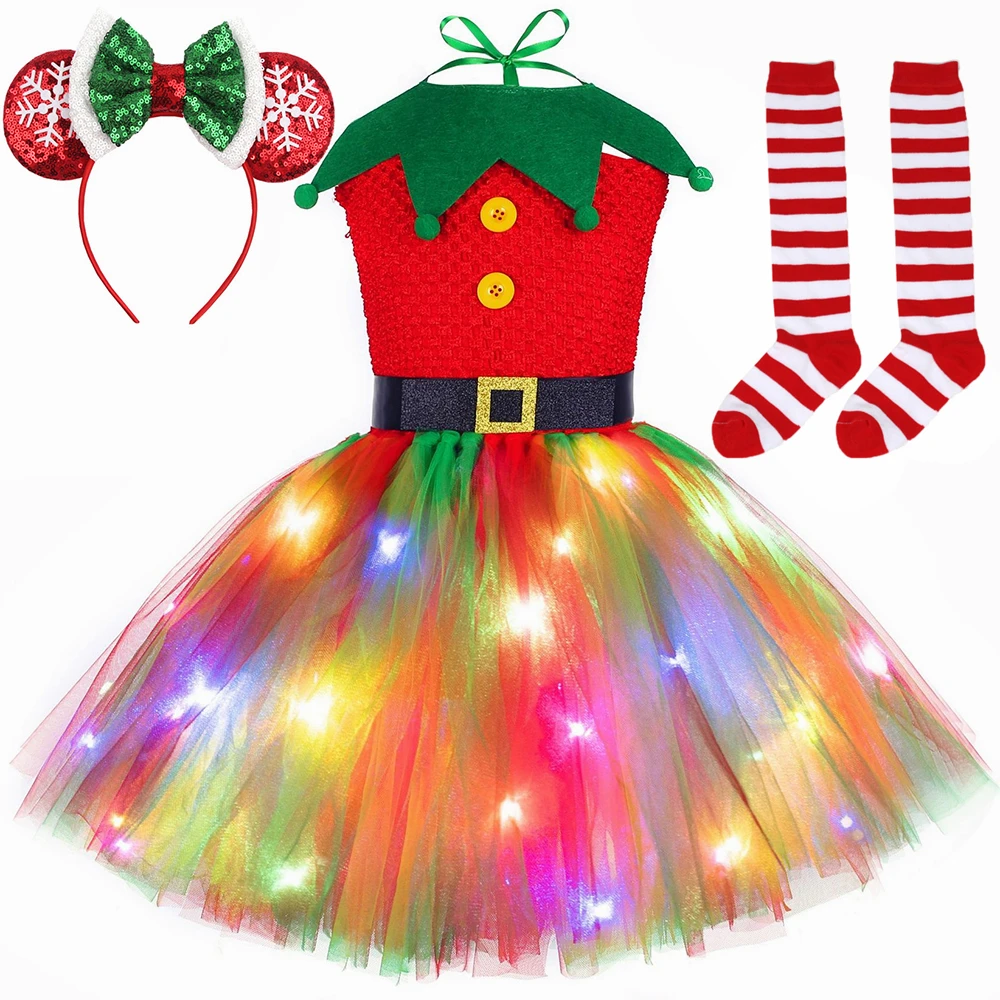 Christmas Tutu Dress Red Green - Elf Costume Christmas 评论和价格