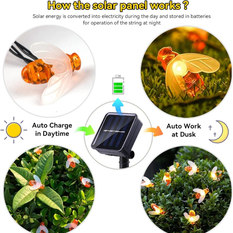 Solar Bee String Light 7m 50 L - Christmas Lights Outdoor 评论和价格