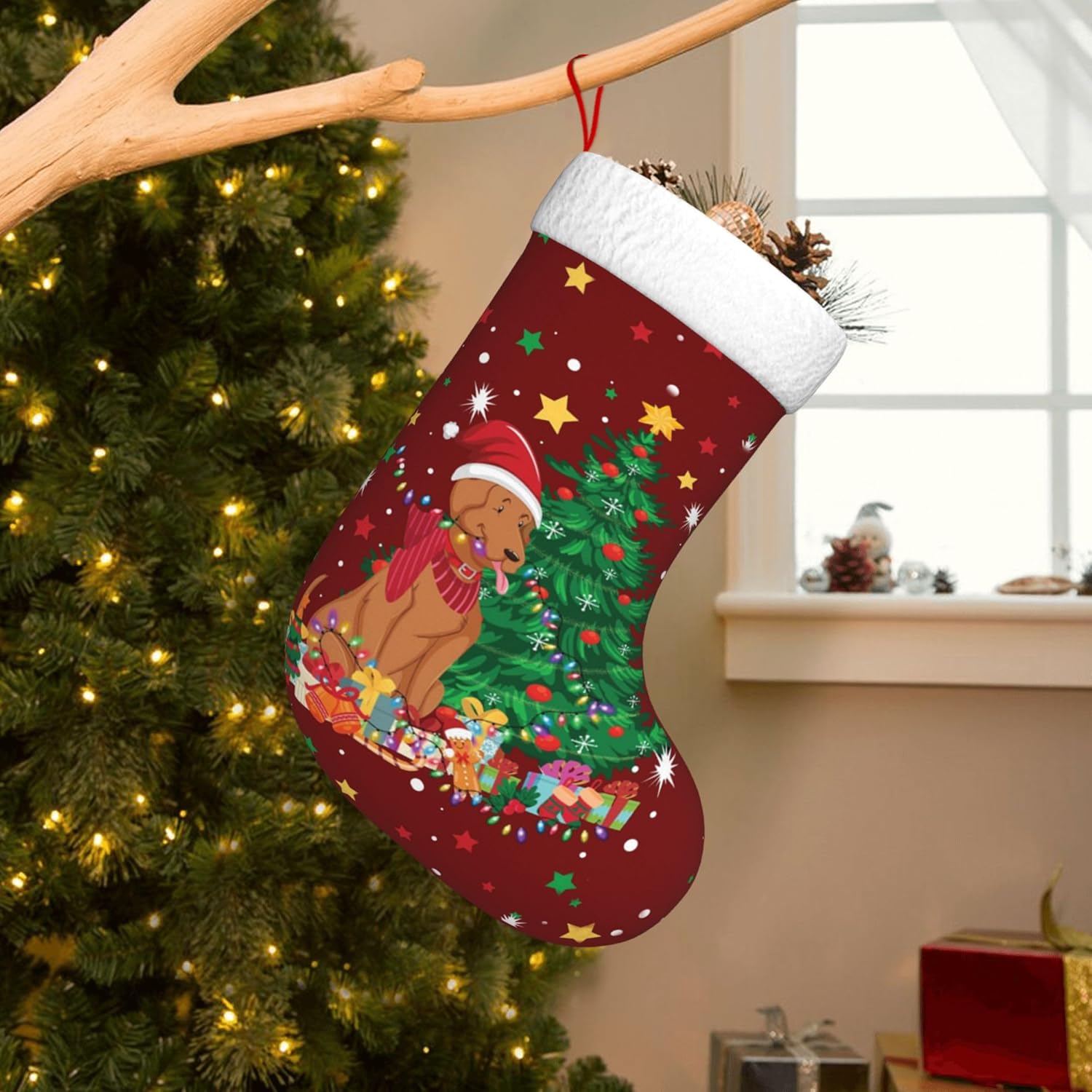 Christmas Dog Light Design 17. - Christmas Stocking Hanging 评论和价格